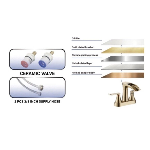 Yundoom Brushed Gold Waterfall Bathroom Faucet Swivel Spout Pop Up Drain BF4-04 - Picture 15 of 15